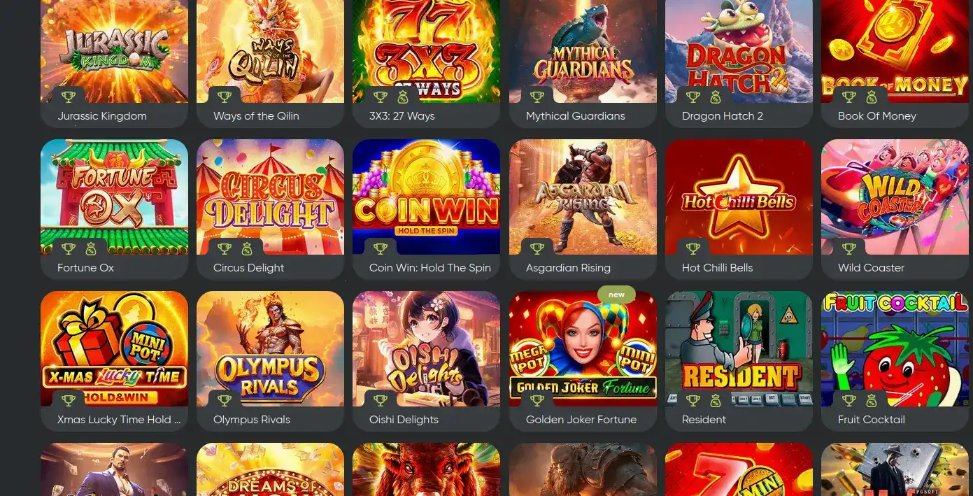 Интерфейс казино Горилла с игровыми автоматами